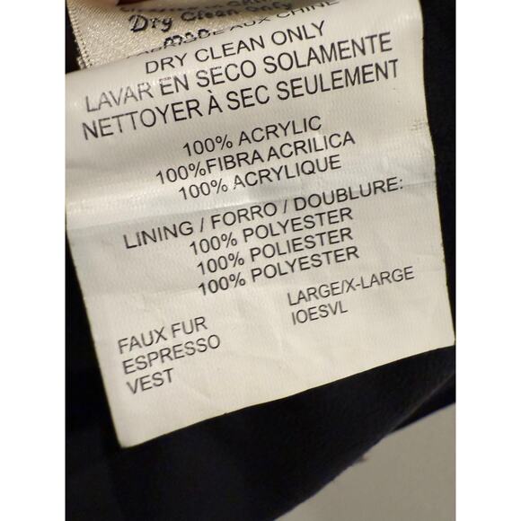 Isabella’s Journey Brown Faux Fur Sleeveless Vest XL Expresso Brown Zipper - Picture 5 of 6